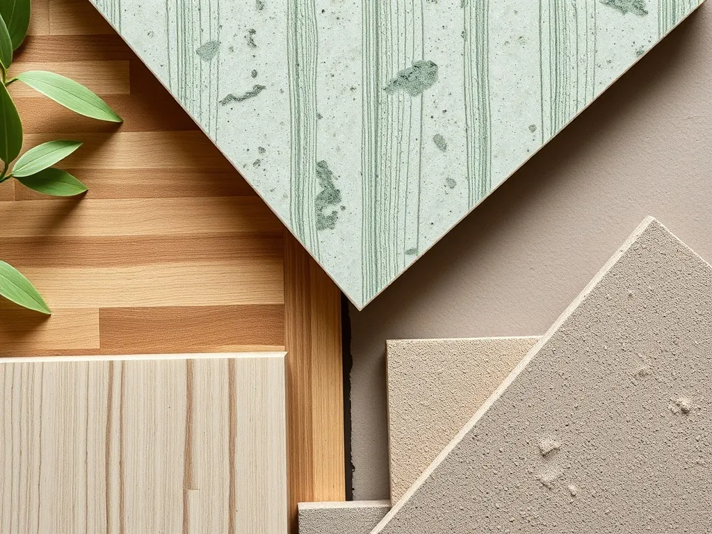 Close up of sustainable building materials, recycled glass t